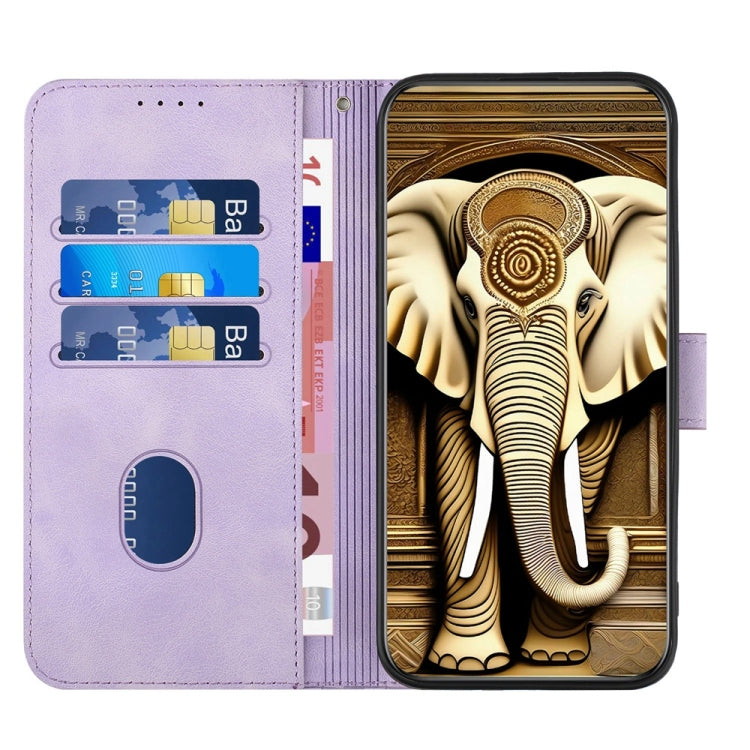 For iPhone 16 Pro Max YX0060 Elephant Head Embossed Phone Leather Case with Lanyard(Light Purple) - iPhone 16 Pro Max Cases by PMC TechLife | Online Shopping South Africa | PMC TechLife | Buy Now Pay Later Mobicred