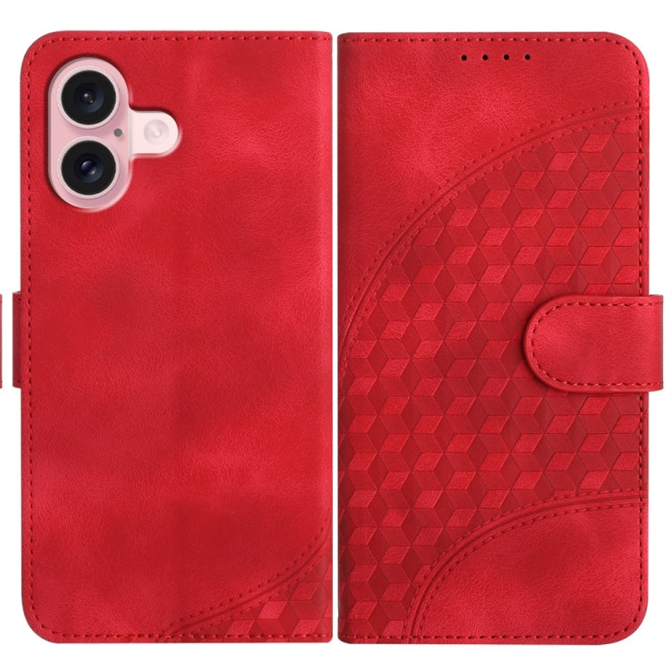 For iPhone 16 YX0060 Elephant Head Embossed Phone Leather Case with Lanyard(Red) - iPhone 16 Cases by PMC TechLife | Online Shopping South Africa | PMC TechLife | Buy Now Pay Later Mobicred