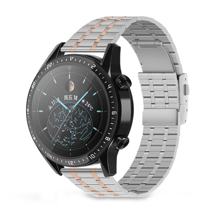 20mm Universal Dual Press Buckle Five-bead Stainless Steel Watch Band(Silver Rose Gold) - free shipping - PMC TechLife - Order now!