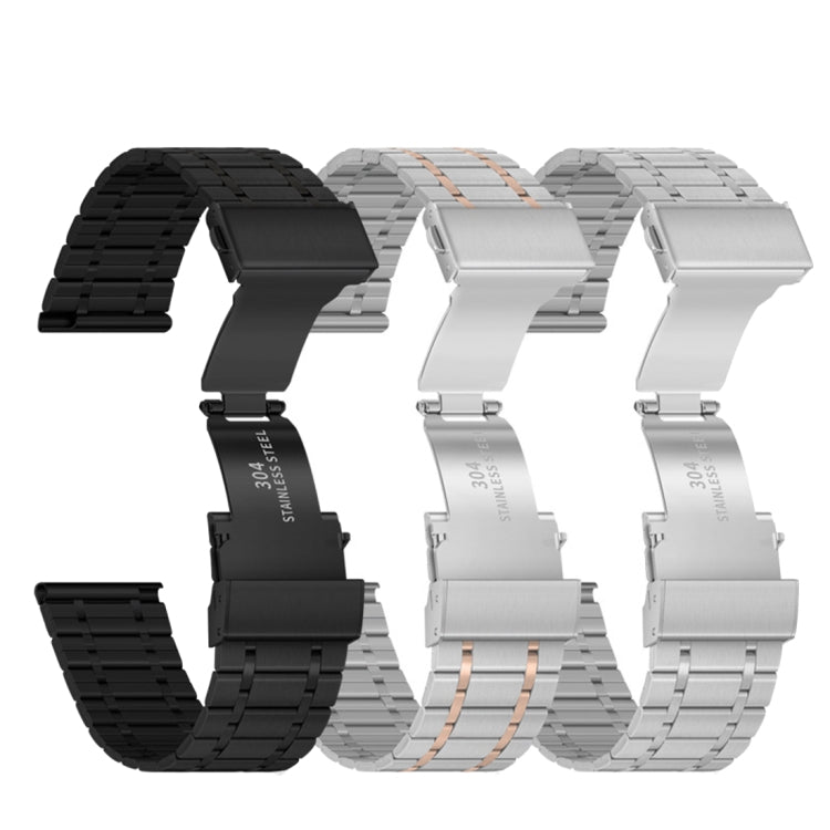 20mm Universal Dual Press Buckle Five-bead Stainless Steel Watch Band(Silver Rose Gold) - free shipping - PMC TechLife - Order now!