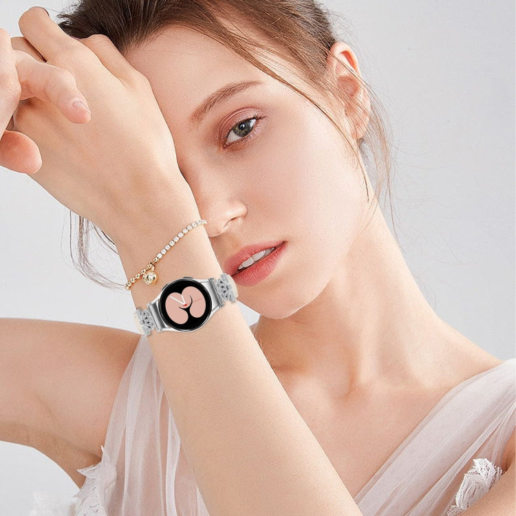 For Samsung Galaxy Watch6 / 6 Classic Crown D-shaped Twill Leather Watch Band(Silver Apricot) - free shipping - PMC TechLife - Order now!
