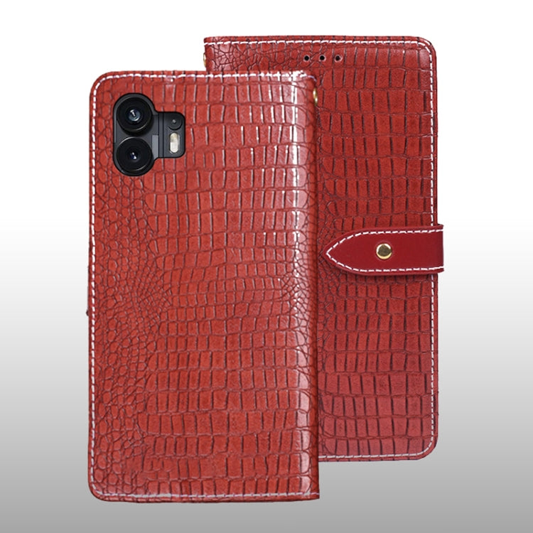For Nothing Phone 2 idewei Crocodile Texture Leather Phone Case(Red) - Nothing Cases by idewei | Online Shopping South Africa | PMC Jewellery | Buy Now Pay Later Mobicred