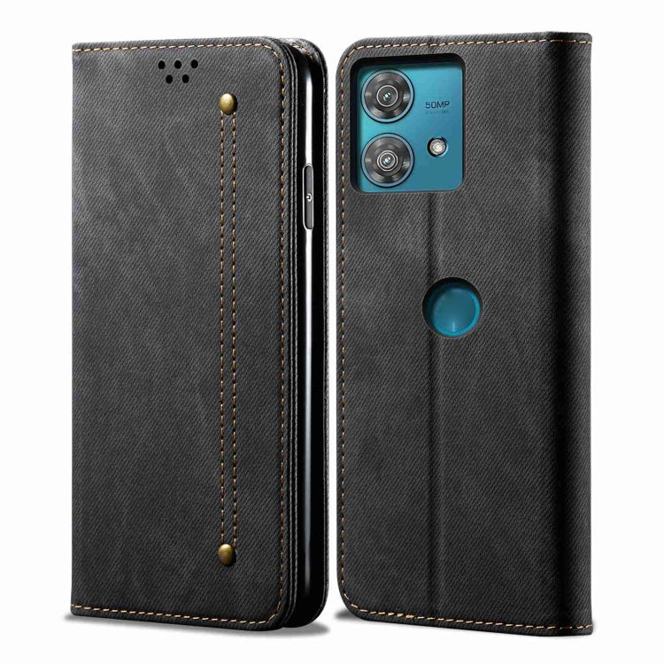 For Motorola Edge 40 Neo Denim Texture Flip Leather Phone Case(Black) - free shipping - PMC TechLife - Order now!