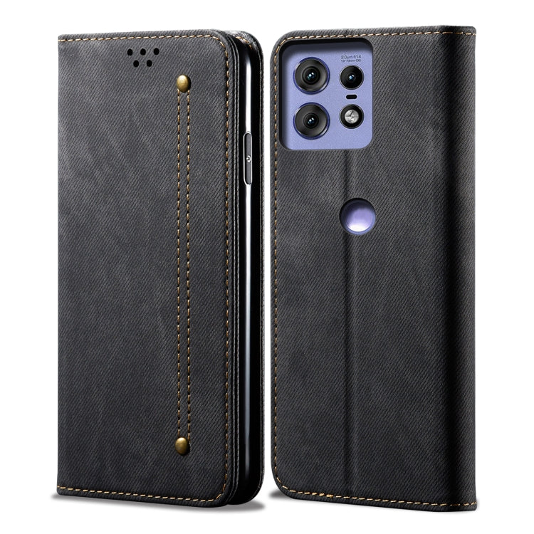 For Motorola Edge 50 Pro 5G Denim Texture Flip Leather Phone Case(Black) - free shipping - PMC TechLife - Order now!