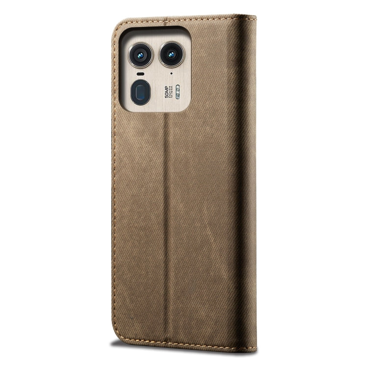 For Motorola Edge 50 Ultra Denim Texture Flip Leather Phone Case(Khaki) - free shipping - PMC TechLife - Order now!