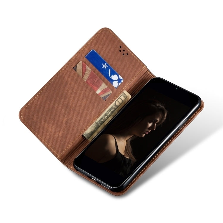 For Motorola Moto G64 5G Global Denim Texture Flip Leather Phone Case(Brown) - free shipping - PMC TechLife - Order now!