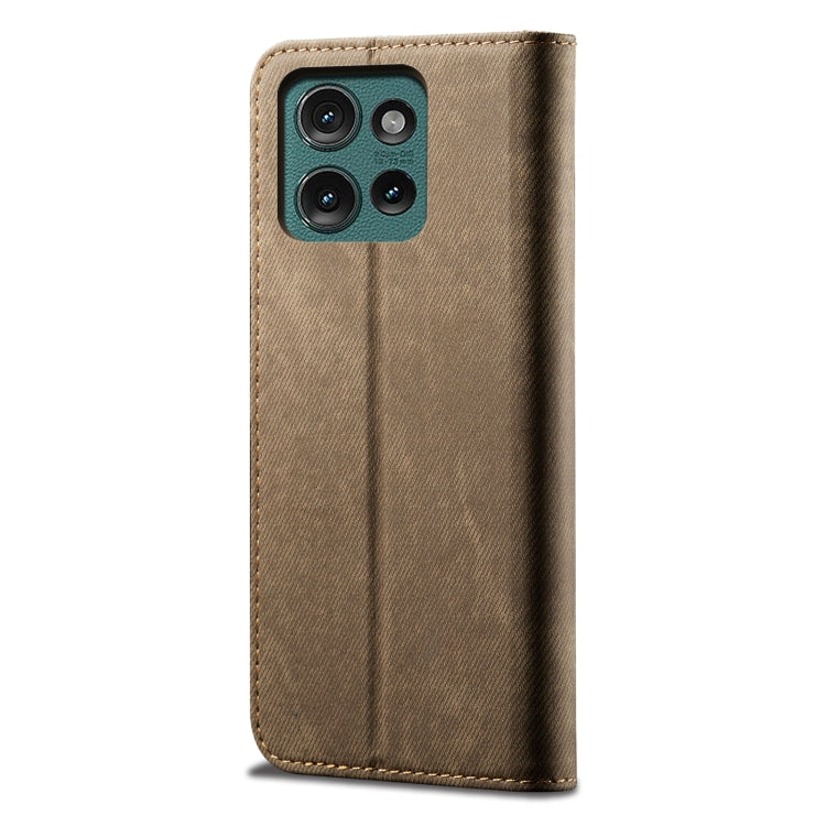 For Motorola Edge 50 5G Global Denim Texture Flip Leather Phone Case(Khaki) - free shipping - PMC TechLife - Order now!