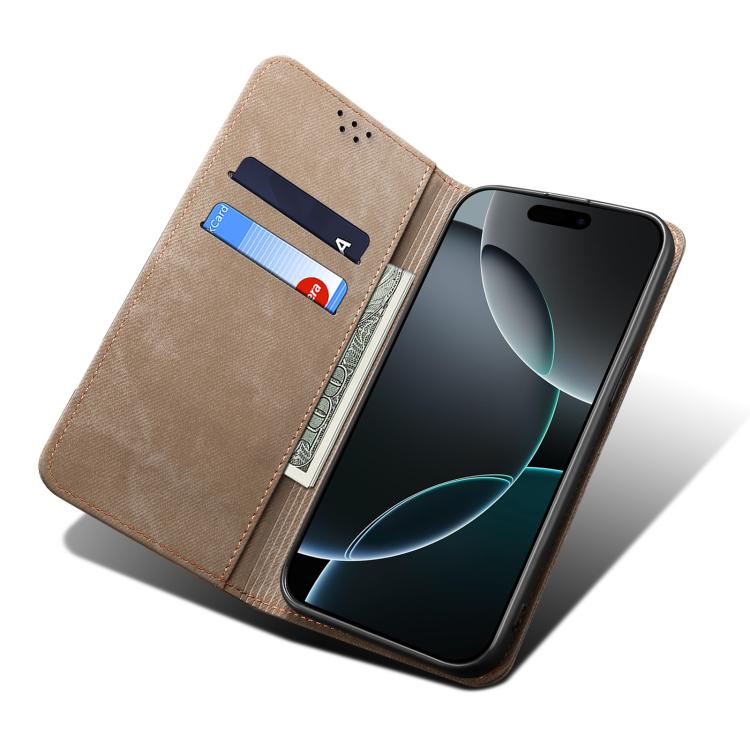 For Motorola Edge 60 Fusion Denim Texture Flip Leather Phone Case(Khaki) - free shipping - PMC TechLife - Order now!