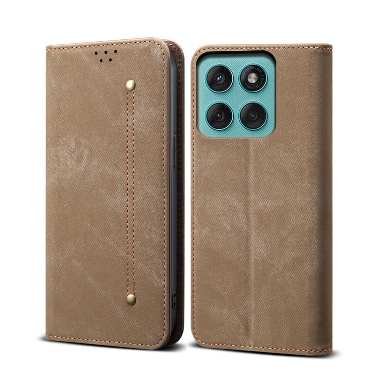 For Motorola Edge 5G 2025 Denim Texture Flip Leather Phone Case(Khaki) - free shipping - PMC TechLife - Order now!