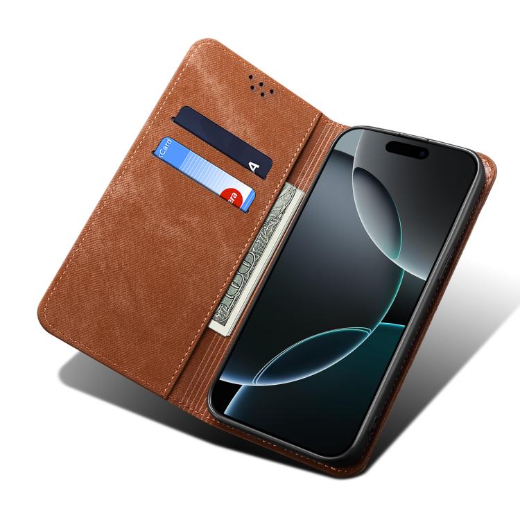For Motorola Edge 60 Pro Denim Texture Flip Leather Phone Case(Brown) - free shipping - PMC TechLife - Order now!