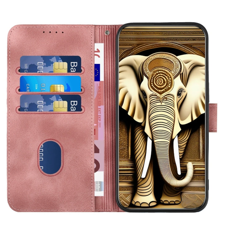 For Motorola Moto G Power 5G 2024 YX0060 Elephant Head Embossed Phone Leather Case with Lanyard(Pink) - Motorola Cases by PMC Jewellery | Online Shopping South Africa | PMC Jewellery | Buy Now Pay Later Mobicred