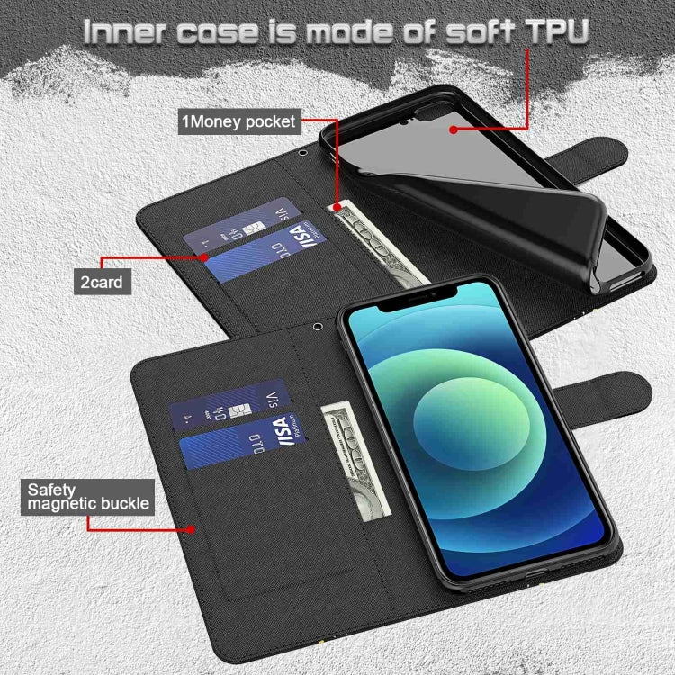 For Xiaomi Redmi 13C 5G / 4G 3D Painting Pattern Flip Leather Phone Case(Diagonal Black Flower) - Xiaomi Cases by PMC TechLife | Online Shopping South Africa | PMC TechLife | Buy Now Pay Later Mobicred