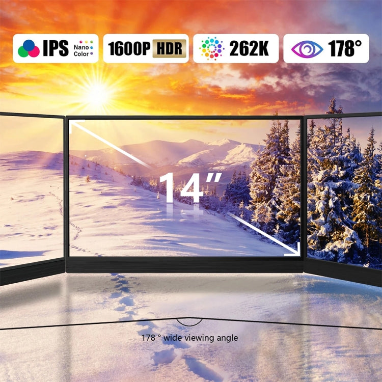 14 inch HDR 2560x1600P IPS Screen Portable Monitor(EU Plug) - LCD Monitors by PMC TechLife | Online Shopping South Africa | PMC TechLife | Buy Now Pay Later Mobicred