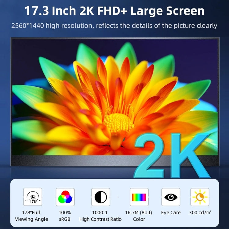 17.3 inch UHD 2560x1440P IPS Screen Portable Monitor(No Charger) - free shipping - PMC TechLife - Order now!
