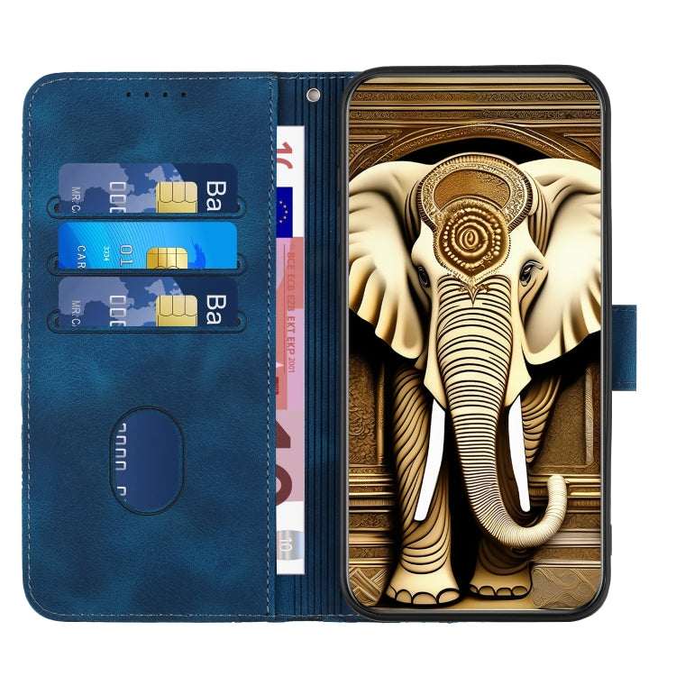 For Google Pixel 9 Pro YX0060 Elephant Head Embossed Phone Leather Case with Lanyard(Royal Blue) - Google Cases by PMC TechLife | Online Shopping South Africa | PMC TechLife | Buy Now Pay Later Mobicred