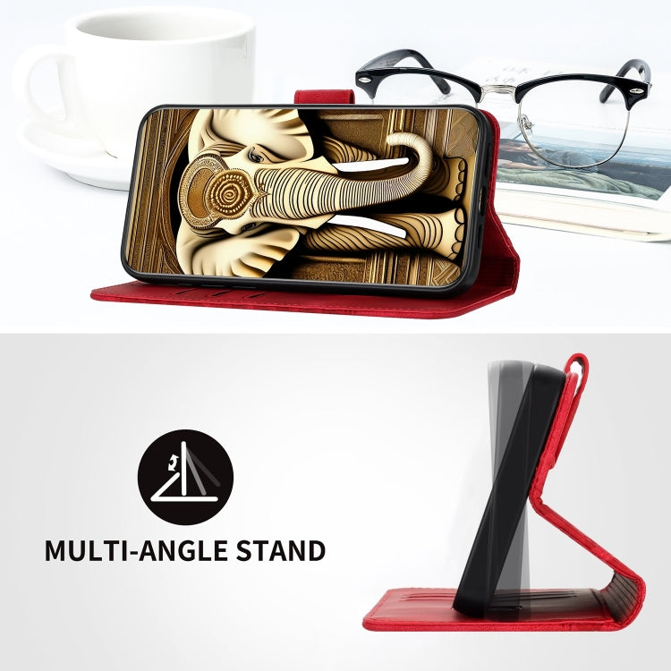 For Google Pixel 9 Pro YX0060 Elephant Head Embossed Phone Leather Case with Lanyard(Red) - Google Cases by PMC TechLife | Online Shopping South Africa | PMC TechLife | Buy Now Pay Later Mobicred