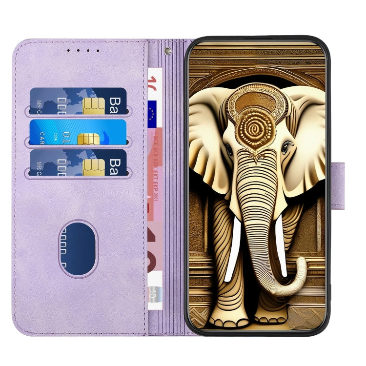 For Google Pixel 9 YX0060 Elephant Head Embossed Phone Leather Case with Lanyard(Light Purple) - Google Cases by PMC TechLife | Online Shopping South Africa | PMC TechLife | Buy Now Pay Later Mobicred