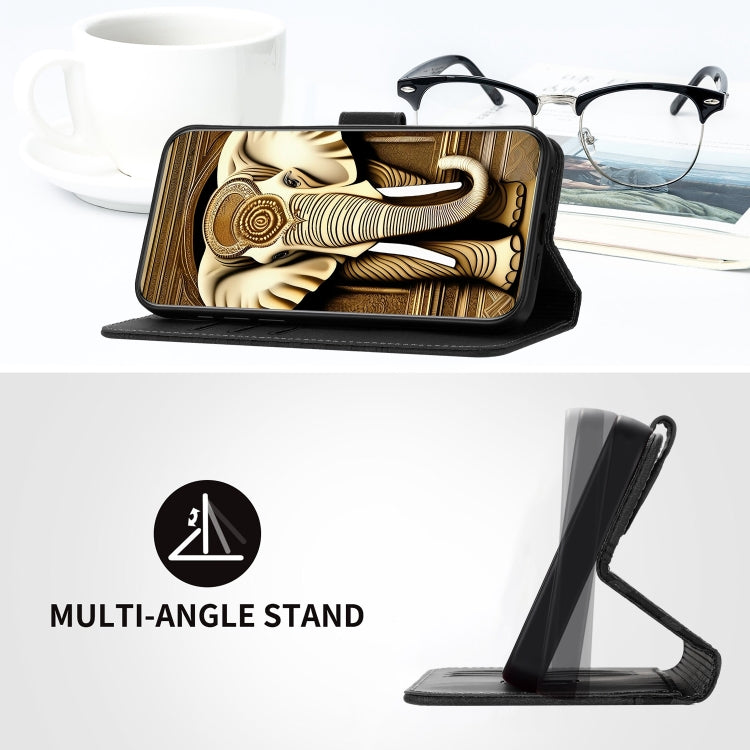 For Google Pixel 9 YX0060 Elephant Head Embossed Phone Leather Case with Lanyard(Black) - Google Cases by PMC TechLife | Online Shopping South Africa | PMC TechLife | Buy Now Pay Later Mobicred