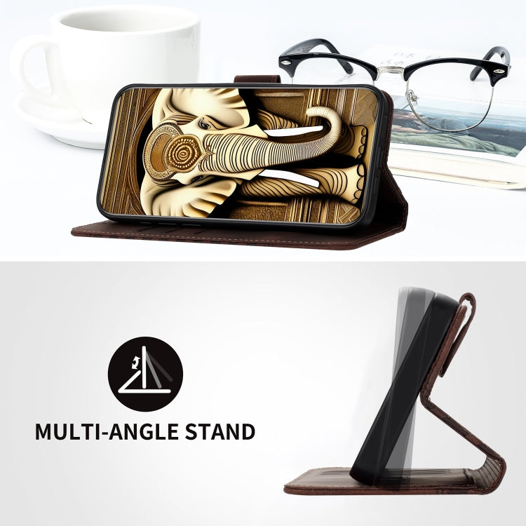 For Google Pixel 9 YX0060 Elephant Head Embossed Phone Leather Case with Lanyard(Coffee) - Google Cases by PMC TechLife | Online Shopping South Africa | PMC TechLife | Buy Now Pay Later Mobicred