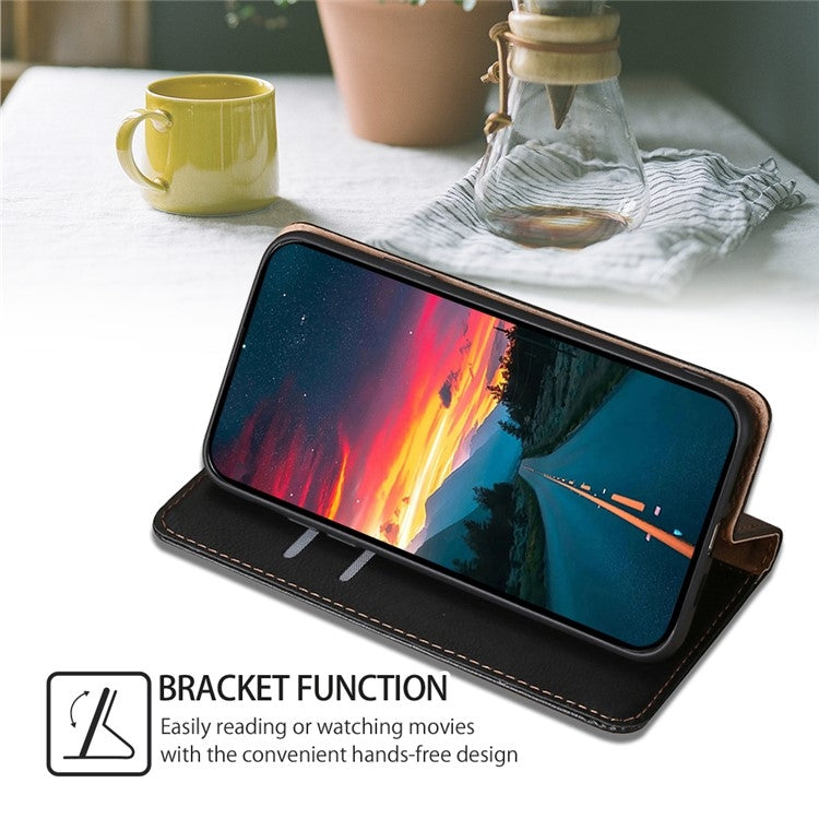 For Motorola Moto G Play 4G 2024 Gloss Oil Solid Color Magnetic Leather Phone Case(Black) - Motorola Cases by PMC Jewellery | Online Shopping South Africa | PMC Jewellery | Buy Now Pay Later Mobicred