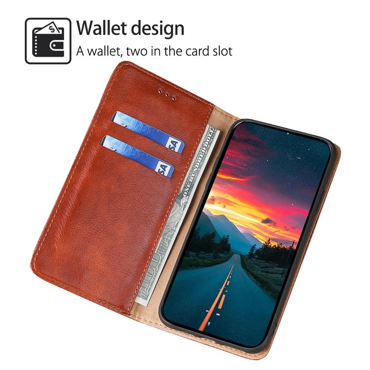 For Motorola Moto G Play 4G 2024 Gloss Oil Solid Color Magnetic Leather Phone Case(Brown) - Motorola Cases by PMC Jewellery | Online Shopping South Africa | PMC Jewellery | Buy Now Pay Later Mobicred