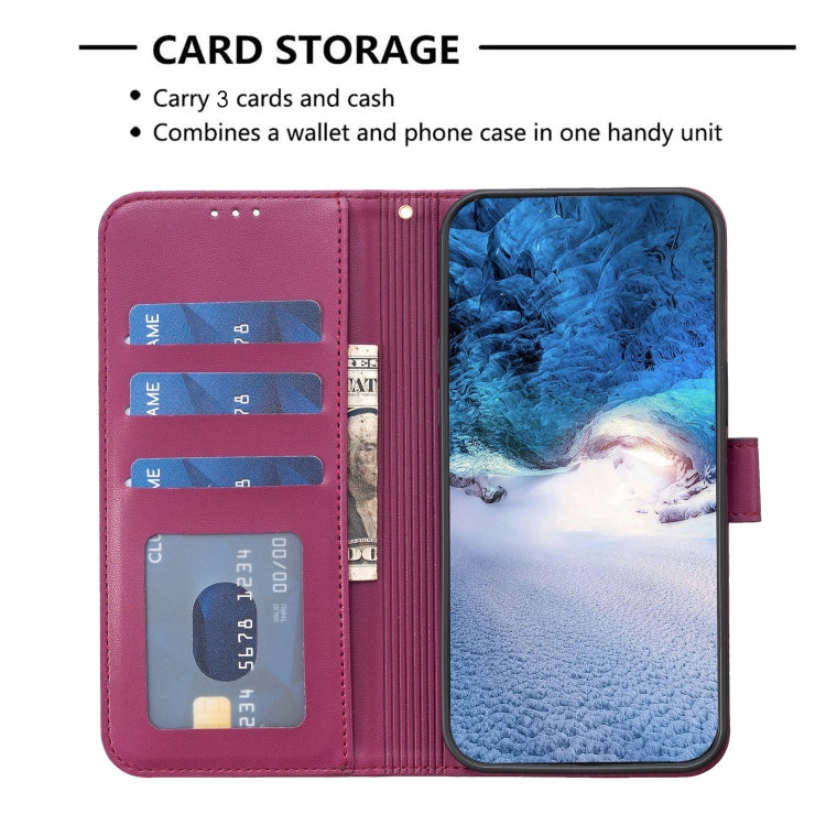 For iPhone 16 Four-leaf Embossed Leather Phone Case(Rose Red) - iPhone 16 Cases by PMC TechLife | Online Shopping South Africa | PMC TechLife | Buy Now Pay Later Mobicred