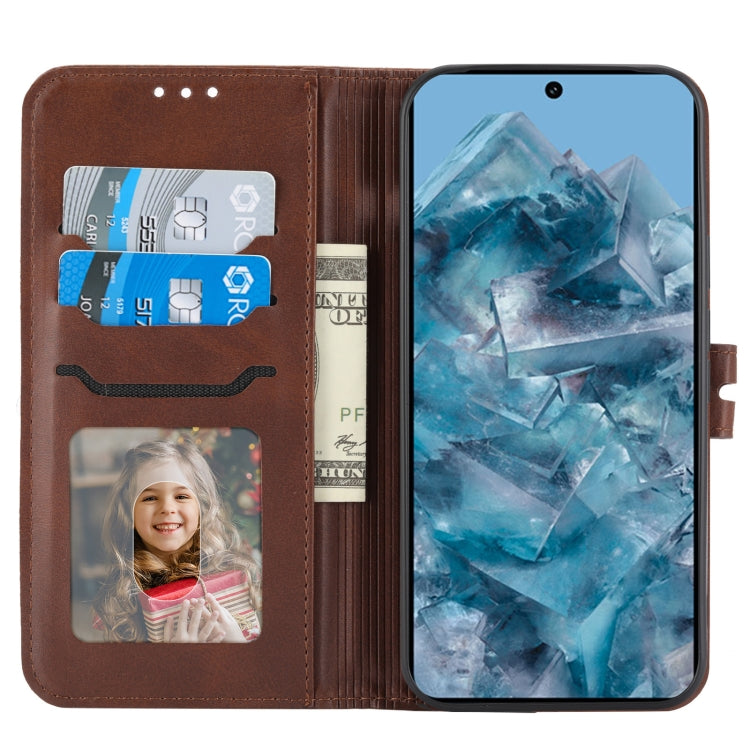 For Google Pixel 9 Embossed Happy Cat Pattern Flip Leather Phone Case(Brown) - Google Cases by PMC TechLife | Online Shopping South Africa | PMC TechLife | Buy Now Pay Later Mobicred