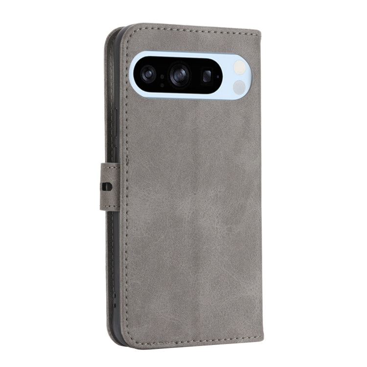 For Google Pixel 9 Embossed Happy Cat Pattern Flip Leather Phone Case(Grey) - Google Cases by PMC TechLife | Online Shopping South Africa | PMC TechLife | Buy Now Pay Later Mobicred