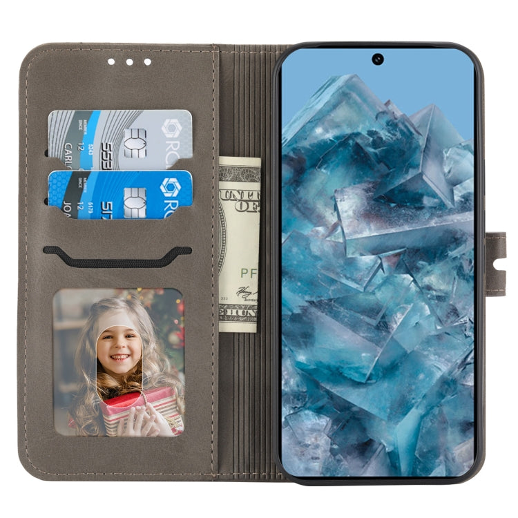 For Google Pixel 9 Embossed Happy Cat Pattern Flip Leather Phone Case(Grey) - Google Cases by PMC TechLife | Online Shopping South Africa | PMC TechLife | Buy Now Pay Later Mobicred