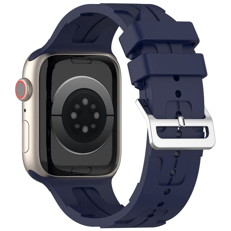 For Apple Watch SE 2023 44mm H Texture Silicone Ladder Buckle Watch Band(Midnight) - Watch Bands by PMC TechLife | Online Shopping South Africa | PMC TechLife