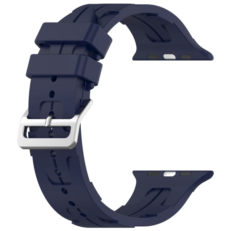 For Apple Watch Ultra 2 49mm H Texture Silicone Ladder Buckle Watch Band(Midnight) - Watch Bands by PMC TechLife | Online Shopping South Africa | PMC TechLife