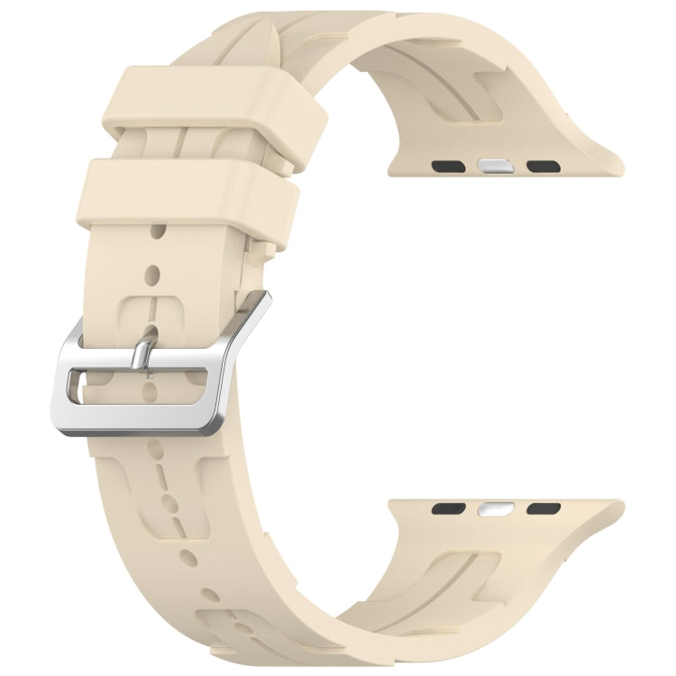 For Apple Watch Ultra 49mm H Texture Silicone Ladder Buckle Watch Band(Khaki) - Watch Bands by PMC TechLife | Online Shopping South Africa | PMC TechLife