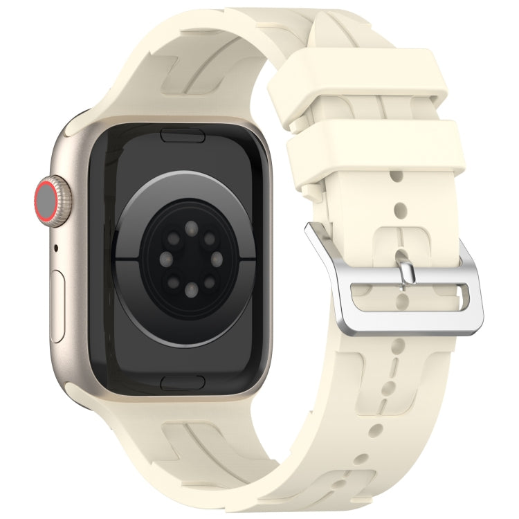 For Apple Watch Series 8 45mm H Texture Silicone Ladder Buckle Watch Band(Starlight) - Watch Bands by PMC TechLife | Online Shopping South Africa | PMC TechLife