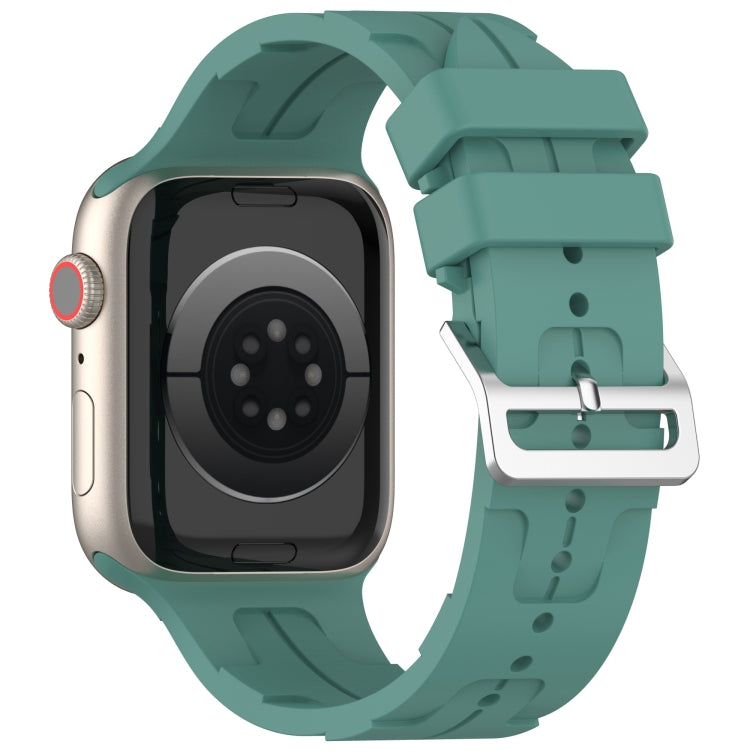 For Apple Watch SE 40mm H Texture Silicone Ladder Buckle Watch Band(Pine Green) - Watch Bands by PMC TechLife | Online Shopping South Africa | PMC TechLife