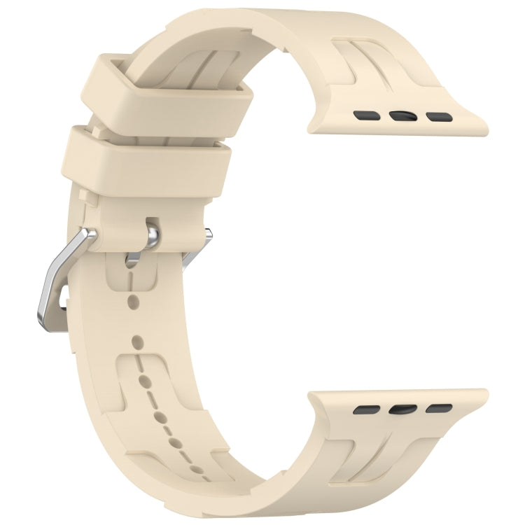 For Apple Watch SE 44mm H Texture Silicone Ladder Buckle Watch Band(Khaki) - Watch Bands by PMC TechLife | Online Shopping South Africa | PMC TechLife