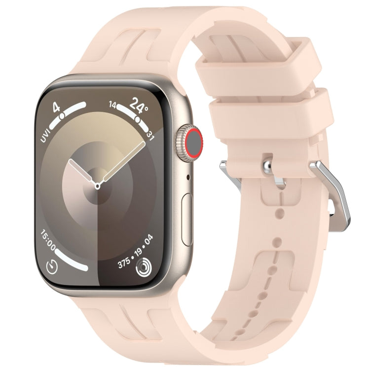 For Apple Watch Series 6 44mm H Texture Silicone Ladder Buckle Watch Band(Sand Pink) - Watch Bands by PMC TechLife | Online Shopping South Africa | PMC TechLife