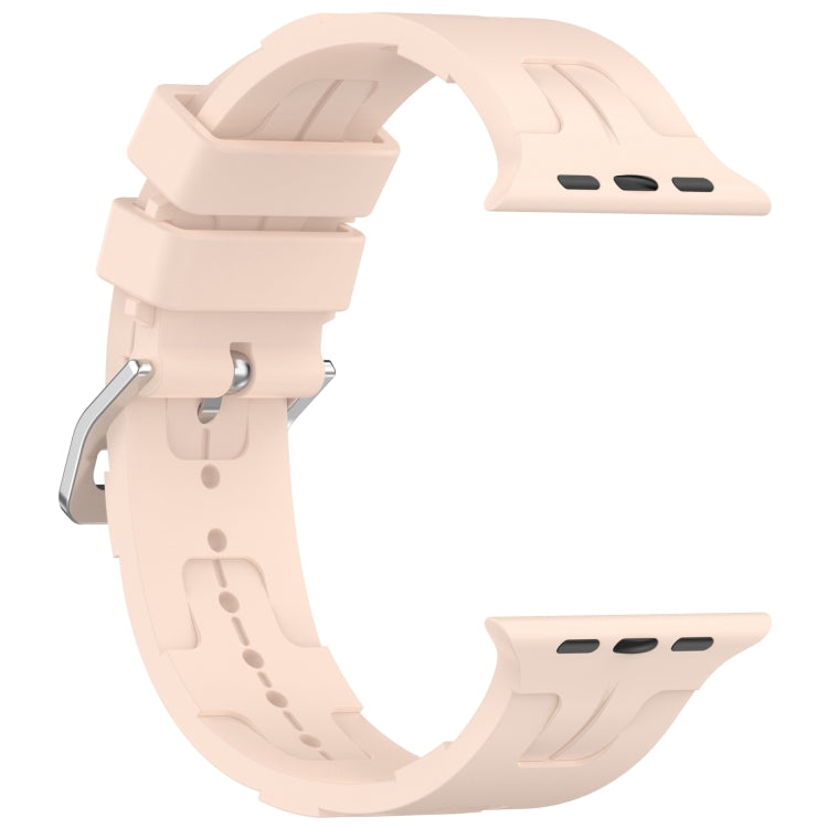 For Apple Watch Series 6 44mm H Texture Silicone Ladder Buckle Watch Band(Sand Pink) - Watch Bands by PMC TechLife | Online Shopping South Africa | PMC TechLife