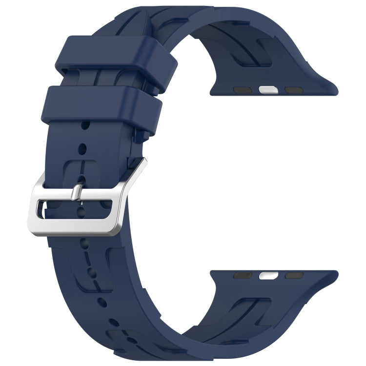 For Apple Watch Series 6 44mm H Texture Silicone Ladder Buckle Watch Band(Midnight Blue) - Watch Bands by PMC TechLife | Online Shopping South Africa | PMC TechLife