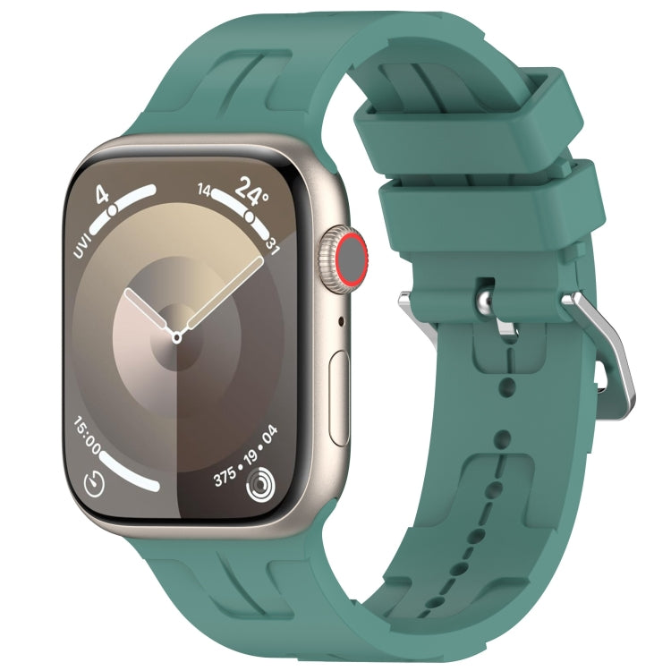 For Apple Watch Series 4 44mm H Texture Silicone Ladder Buckle Watch Band(Pine Green) - Watch Bands by PMC TechLife | Online Shopping South Africa | PMC TechLife