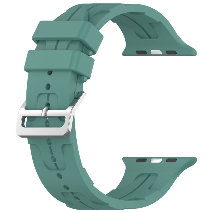 For Apple Watch Series 4 44mm H Texture Silicone Ladder Buckle Watch Band(Pine Green) - Watch Bands by PMC TechLife | Online Shopping South Africa | PMC TechLife