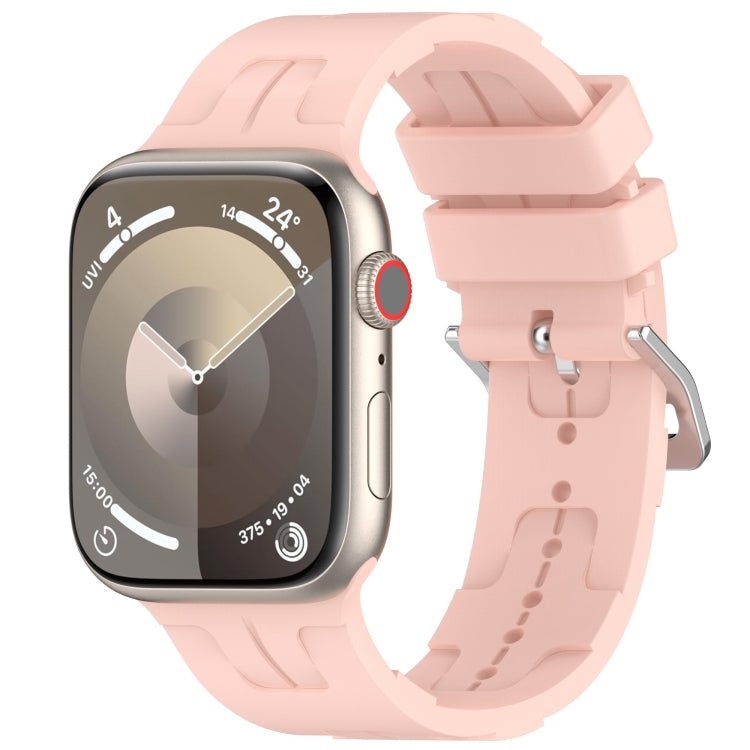 For Apple Watch Series 3 38mm H Texture Silicone Ladder Buckle Watch Band(Retro Rose) - Watch Bands by PMC TechLife | Online Shopping South Africa | PMC TechLife