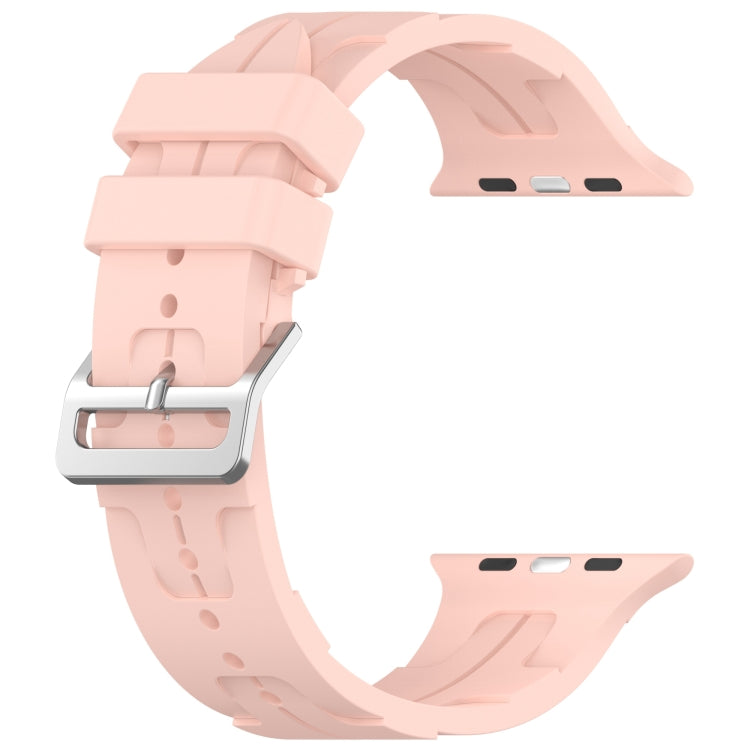 For Apple Watch Series 3 38mm H Texture Silicone Ladder Buckle Watch Band(Retro Rose) - Watch Bands by PMC TechLife | Online Shopping South Africa | PMC TechLife