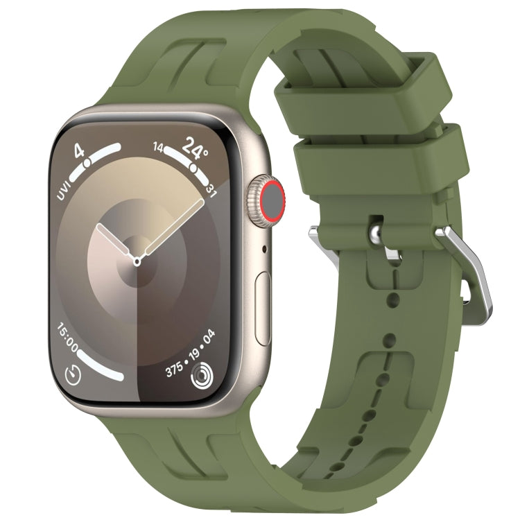 For Apple Watch Series 2 42mm H Texture Silicone Ladder Buckle Watch Band(Army Green) - Watch Bands by PMC TechLife | Online Shopping South Africa | PMC TechLife
