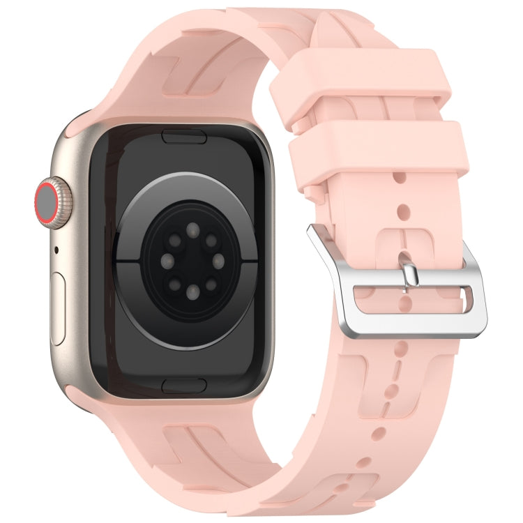 For Apple Watch Series 2 38mm H Texture Silicone Ladder Buckle Watch Band(Retro Rose) - Watch Bands by PMC TechLife | Online Shopping South Africa | PMC TechLife
