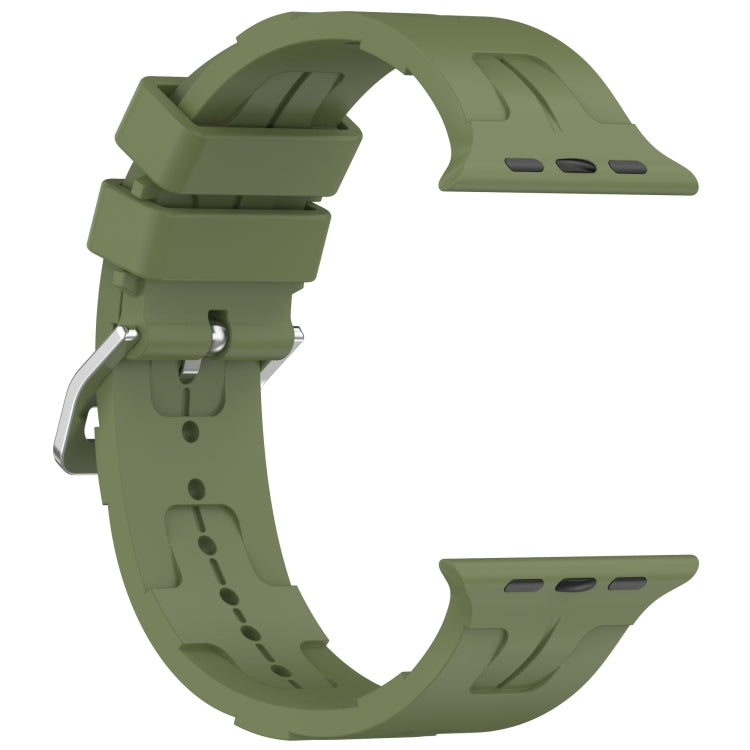 For Apple Watch 38mm H Texture Silicone Ladder Buckle Watch Band(Army Green) - Watch Bands by PMC TechLife | Online Shopping South Africa | PMC TechLife