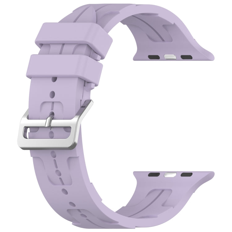For Apple Watch 38mm H Texture Silicone Ladder Buckle Watch Band(Purple) - Watch Bands by PMC TechLife | Online Shopping South Africa | PMC TechLife