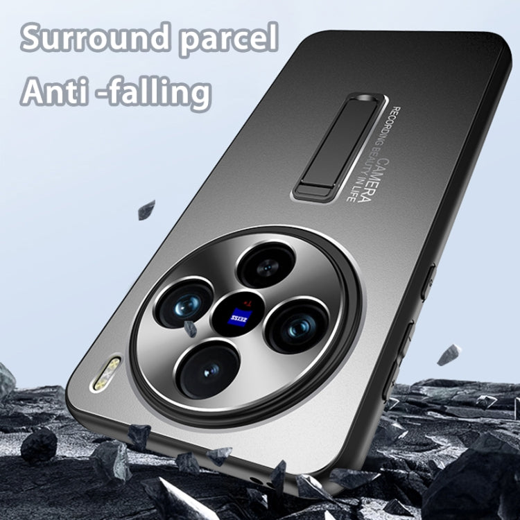 For vivo X100 Pro Frosted Metal Hybrid TPU Holder Phone Case(Blue) - vivo Cases by imak | Online Shopping South Africa | PMC Jewellery | Buy Now Pay Later Mobicred