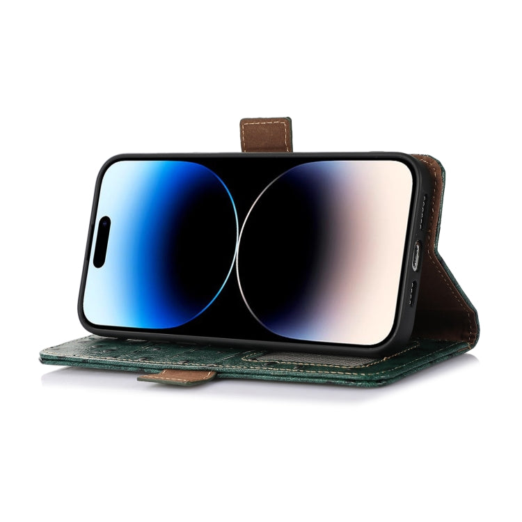 For Honor 100 Pro 5G Ostrich Pattern Genuine Leather RFID Phone Case(Green) - Honor Cases by PMC TechLife | Online Shopping South Africa | PMC TechLife | Buy Now Pay Later Mobicred