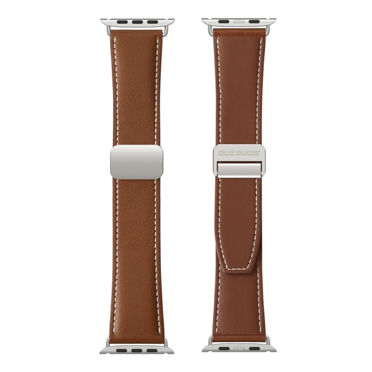For Apple Watch Series 8 45mm DUX DUCIS YA Series Magnetic Buckle Genuine Leather Watch Band(Brown) - free shipping - PMC Jewellery - Order now!