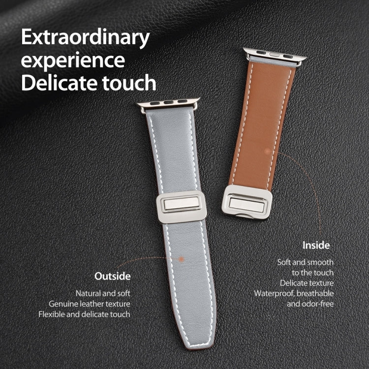 For Apple Watch Series 6 40mm DUX DUCIS YA Series Magnetic Buckle Genuine Leather Watch Band(Grey) - free shipping - PMC Jewellery - Order now!